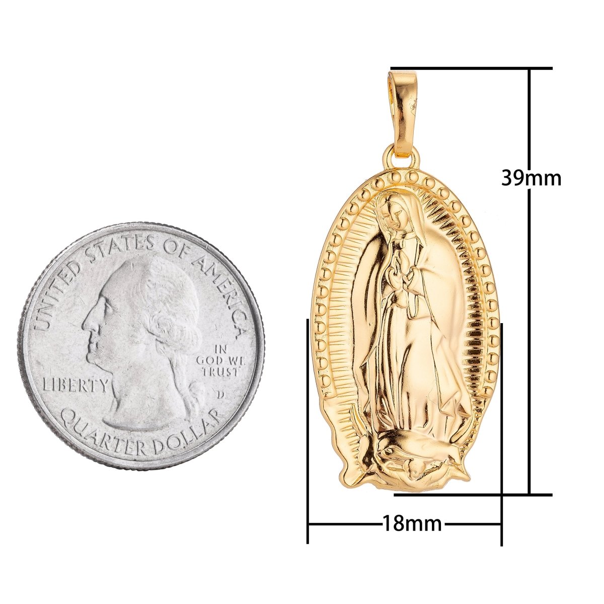 40x18mm Gold filled Virgin Mother Mary Oval Pendant Gold Religious Charm Catholic Rosary Pendants H-705