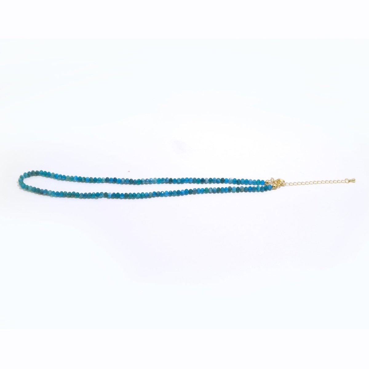 4mm Dainty Blue Apatite Natural Gemstone Bead 16.5 Inch Necklace | WA-258 Clearance Pricing