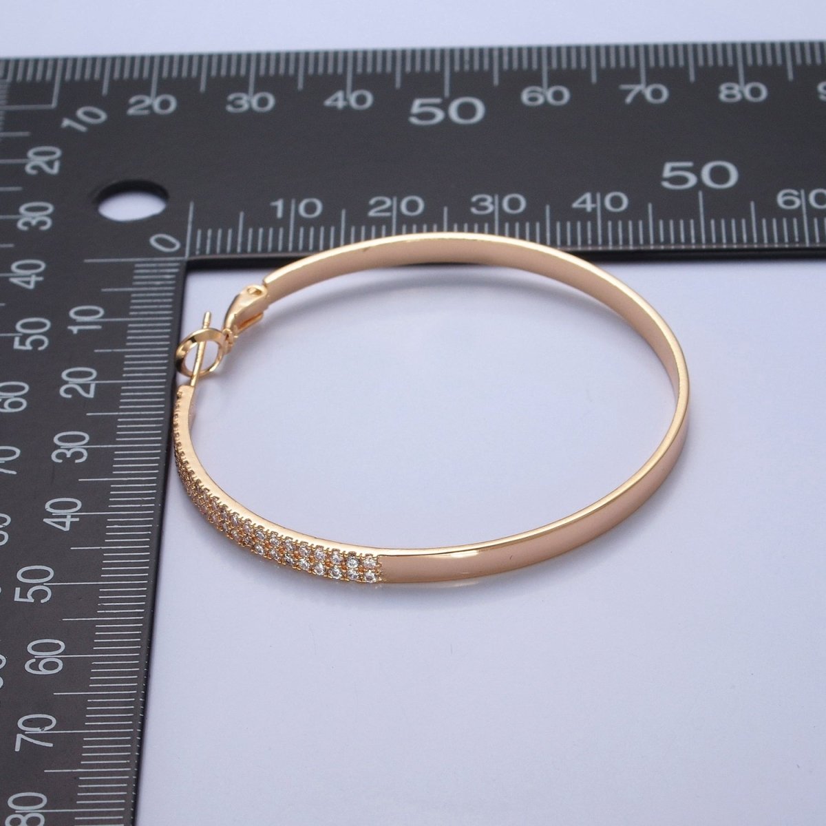 50mm Gold Hoop Earring Micro Pave Big Hoop V-392