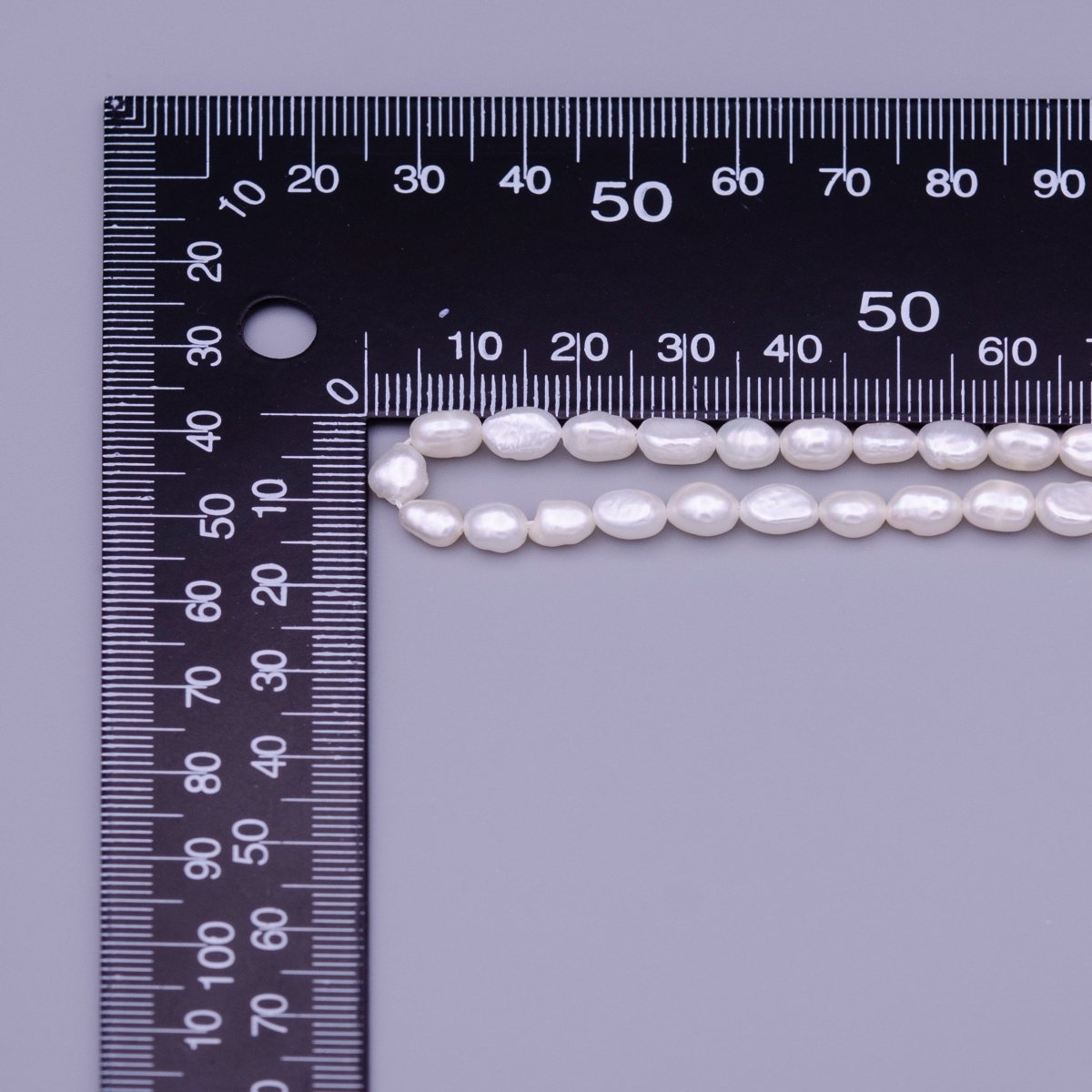 5.6mm Button Natural White Freshwater Pearl 51pcs Full Strand | WA-1312 Clearance Pricing