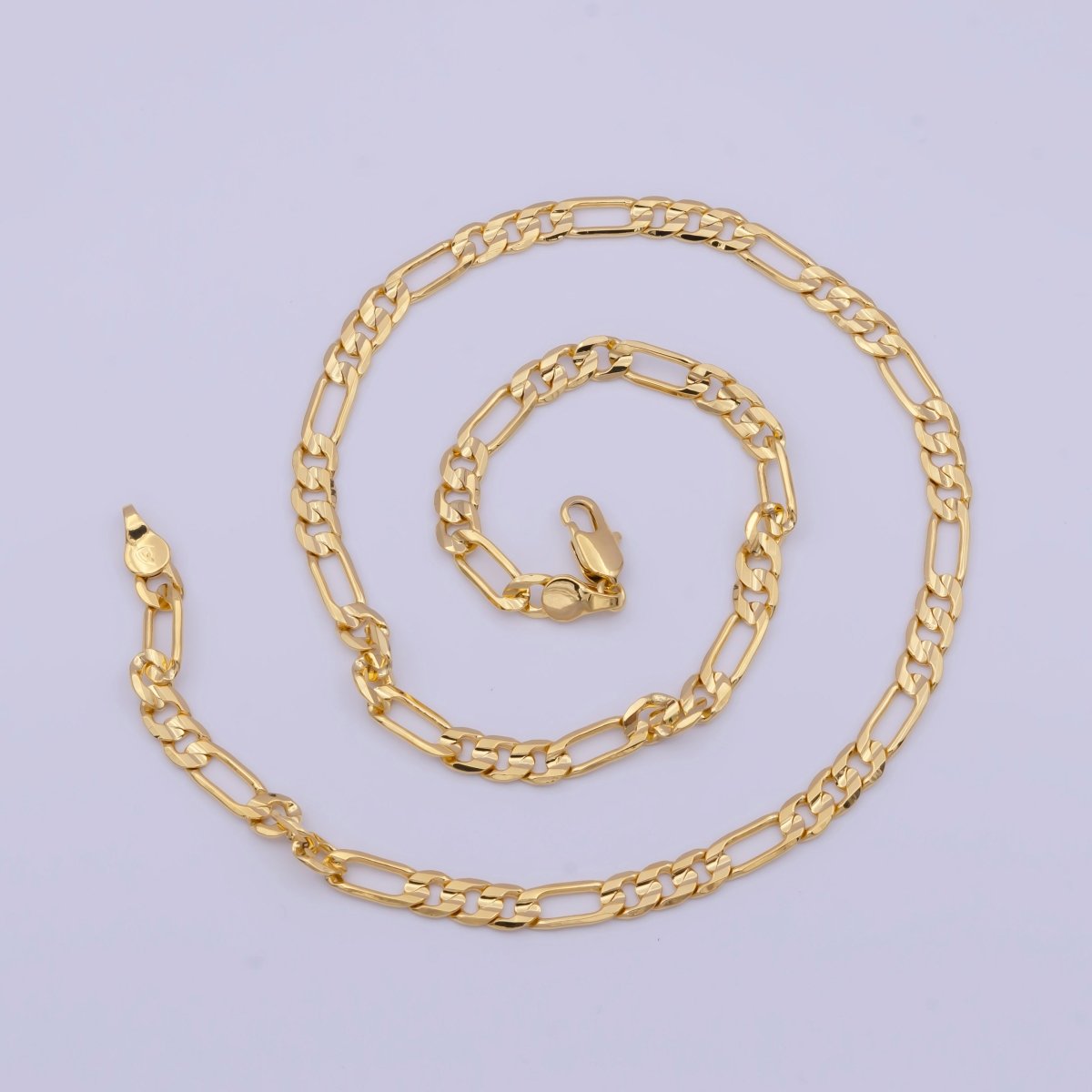 5mm Figaro Chain Necklace Women in Gold Chunky Gold Necklace Figaro Link Chain Necklace Unisex Jewelry | WA-1120 Clearance Pricing