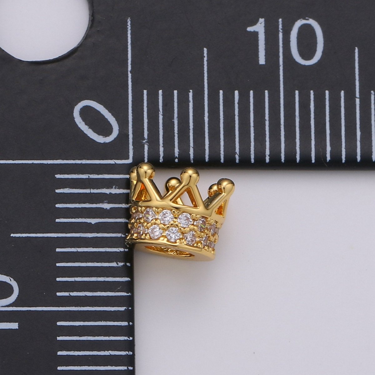 6MM Beads CZ Micro Crown Beads Large Hole Crown Spacer Beads, Cubic Zirconia Crown Beads, CZ Big Hole Crown Charm Bracelet B-299