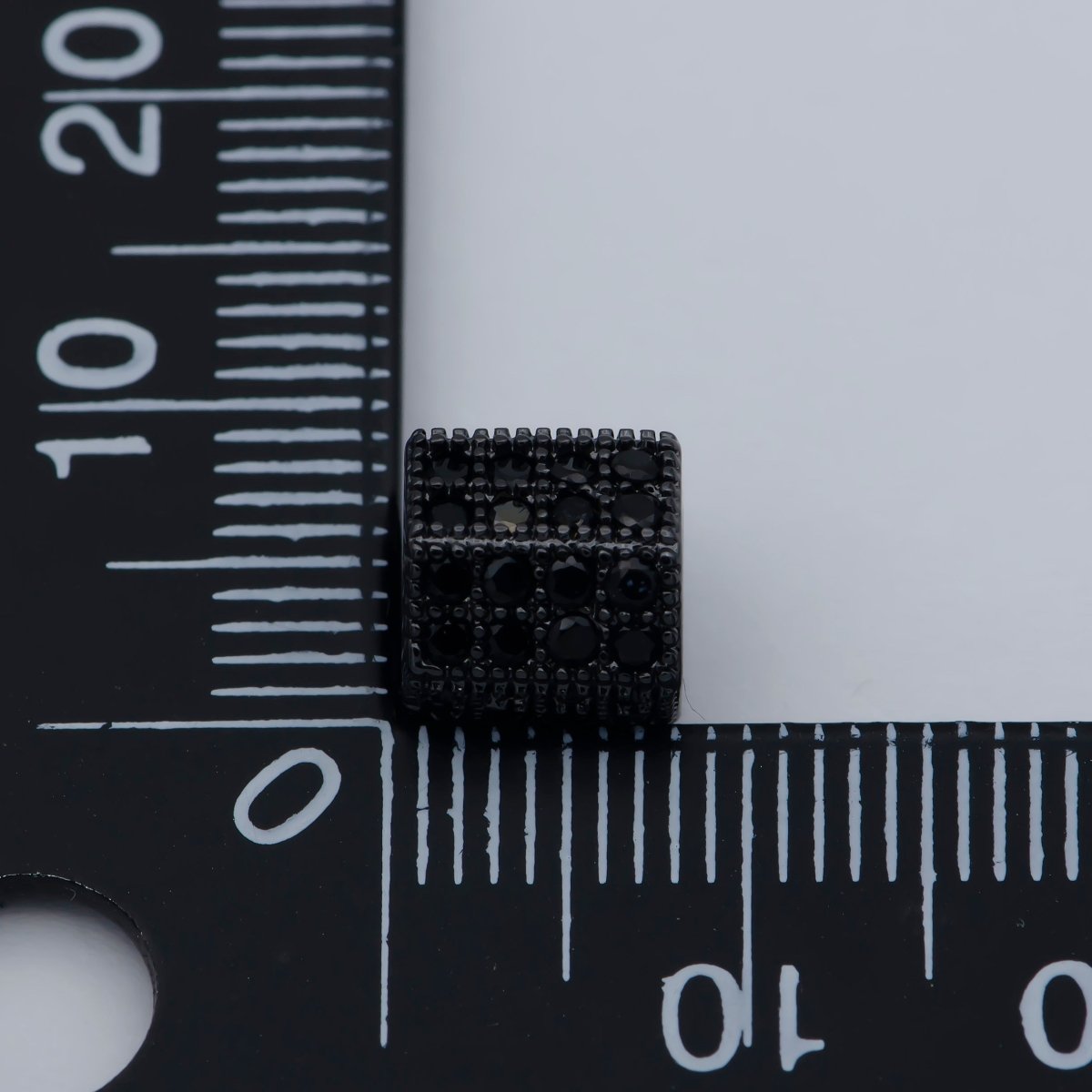 8MM Black CZ Pave On Black Large Hole Hexagon Tube Spacer Beads, Cubic Zirconia Tube Space Beads, Men's Jewelry Findings B-543