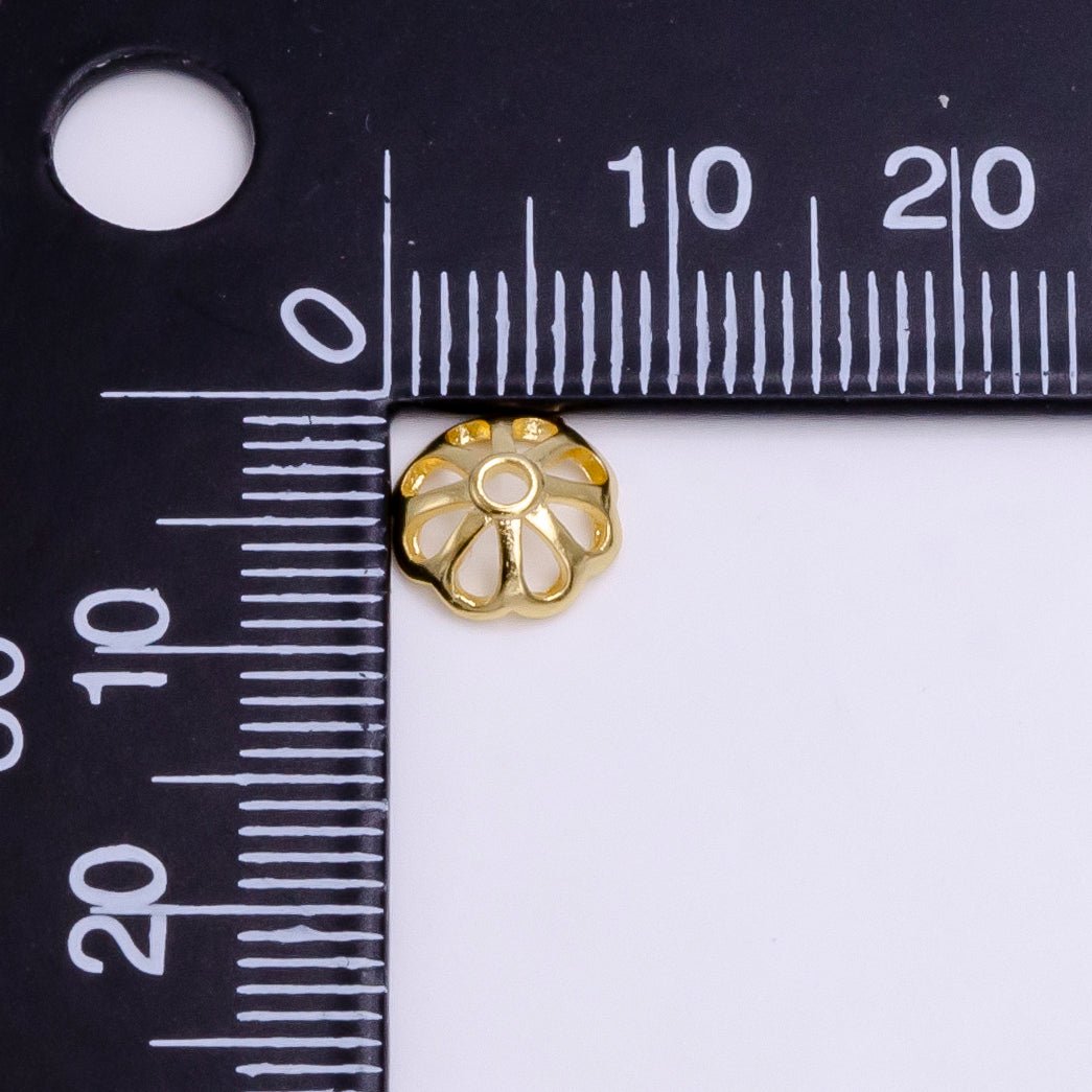 8mm Gold Filled Flower Bead Cap, Dainty Floral Bead Toppers, Bead Making Supply Z-920