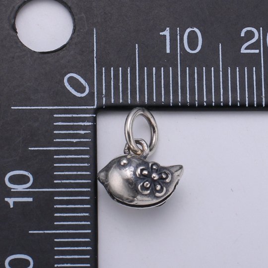 925 Sterling Silver Baby Bird Charm, ANimal Charm Silver Flower Charm for Necklace Bracelet Earring, Spring Charm, SL-HJ-185