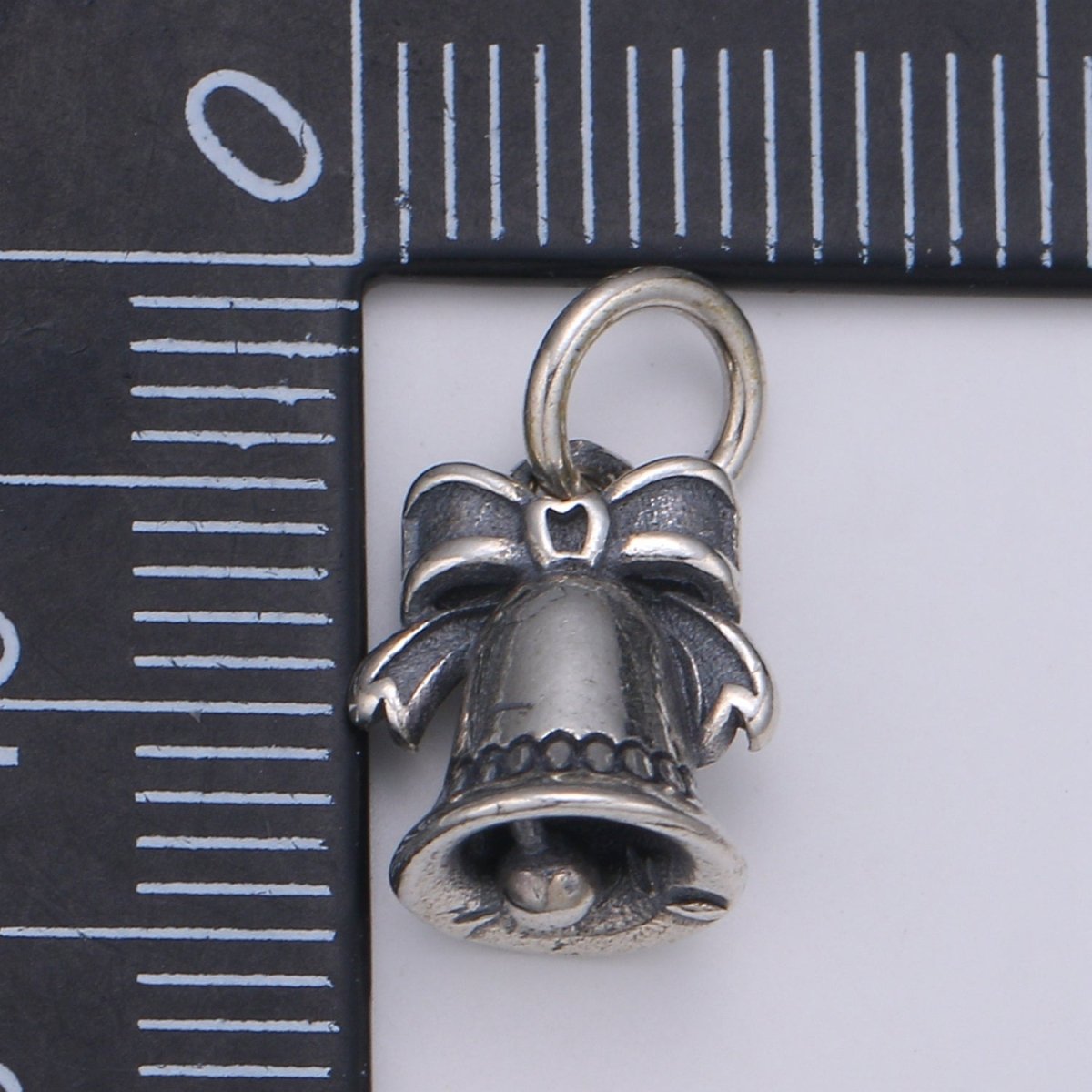 925 Sterling Silver Bell Charm, Bow Charm Silver Christmas Bell Charm for Necklace Bracelet Earring, New Year Bells Charm SL-084