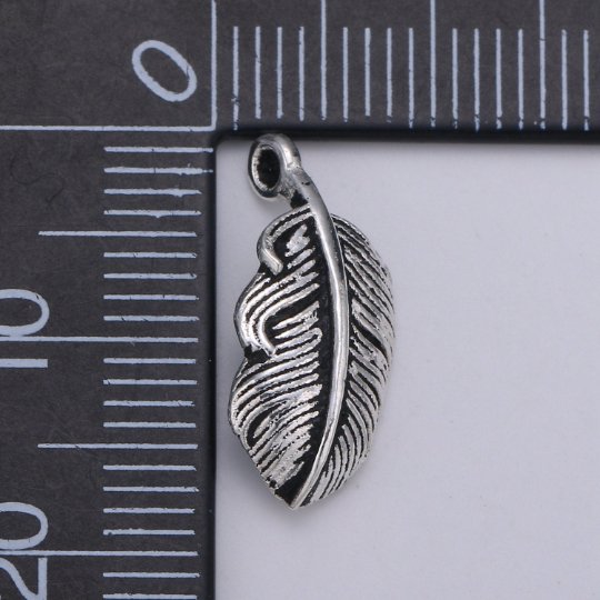 925 Sterling Silver Bird Feather Charm, Animal Charm Silver Bird Charm for Necklace Bracelet Earring, Single Feather Charm SL-080