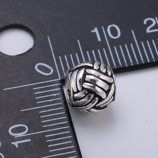 925 Sterling Silver Braided Bead, Patterned Beads Silver Bali Beads for Bracelet Component Antique Silver Weaving Beads Spacer SL-213