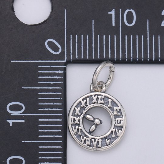 925 Sterling Silver Clock Charm, Time Charm Silver Watch Charm for Necklace Bracelet Earring, Pocketwatch Charm SL-139