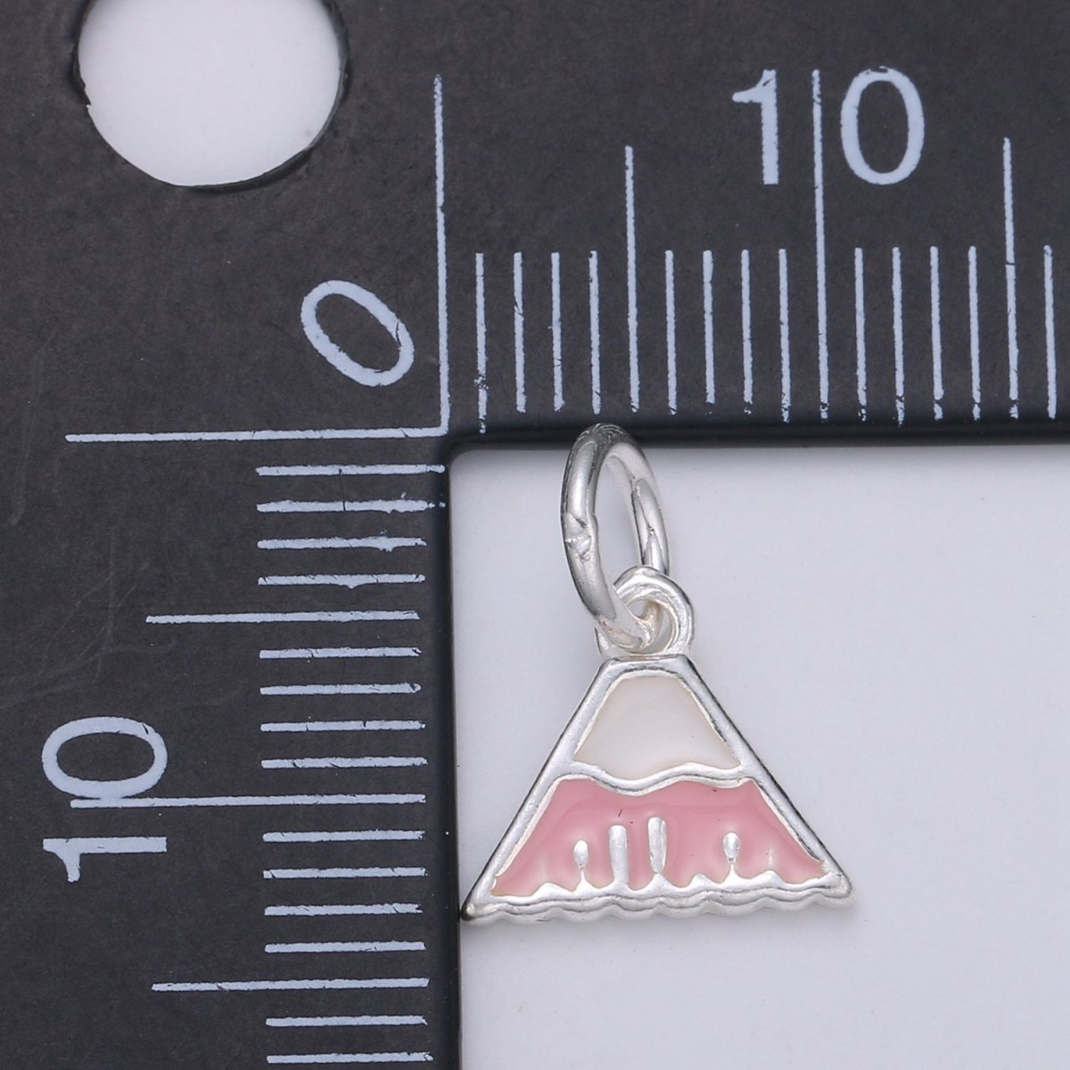 925 Sterling Silver Pink Volcano Charm, Vacation Charm Silver Bag Charm for Necklace Bracelet Earring, Purse Charm SL-052
