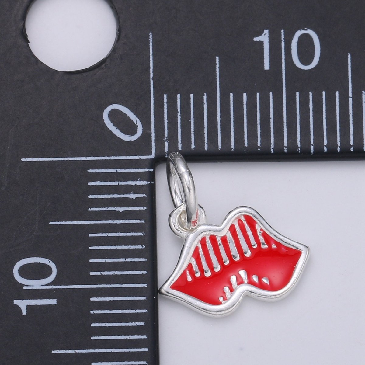 925 Sterling Silver Red Hot Lips Flower Charm, Lip Charm Silver Mouth Charm for Necklace Bracelet Earring, Makeup Charm SL-053