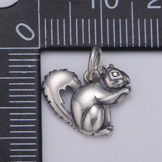925 Sterling Silver Squirrel Charm, Animal Charm Silver Baby Squirrel Charm for Necklace Bracelet Earring, Forest Animal Charm SL-083