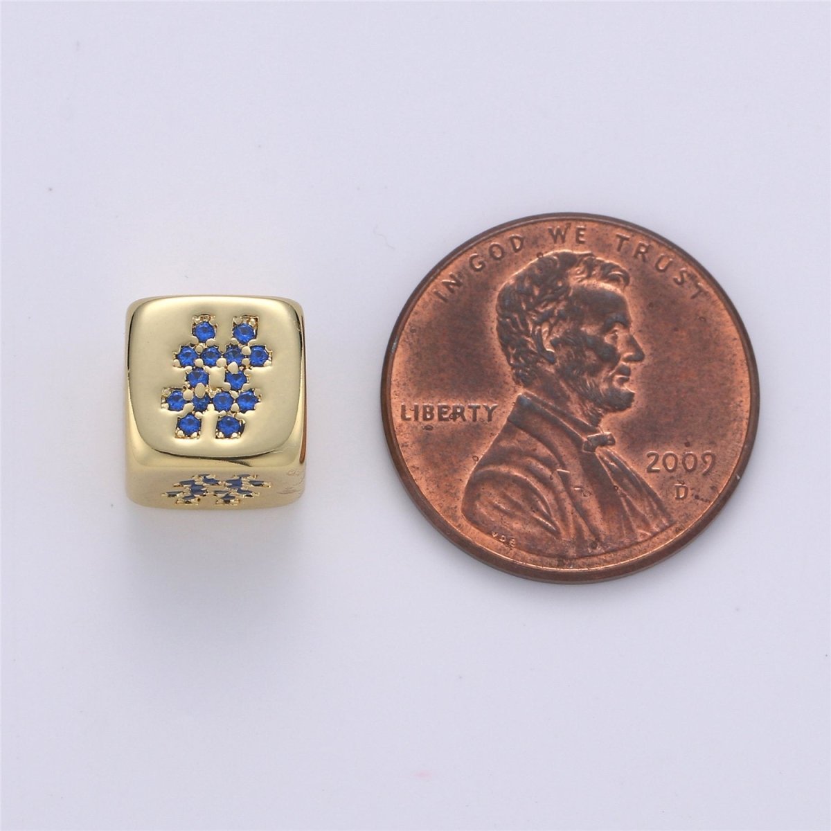 9mm Gold Filled Hashtag Bead # Bead for Bracelet Necklace Component Big Hole Bead 4mm Large Hole Bead B-253