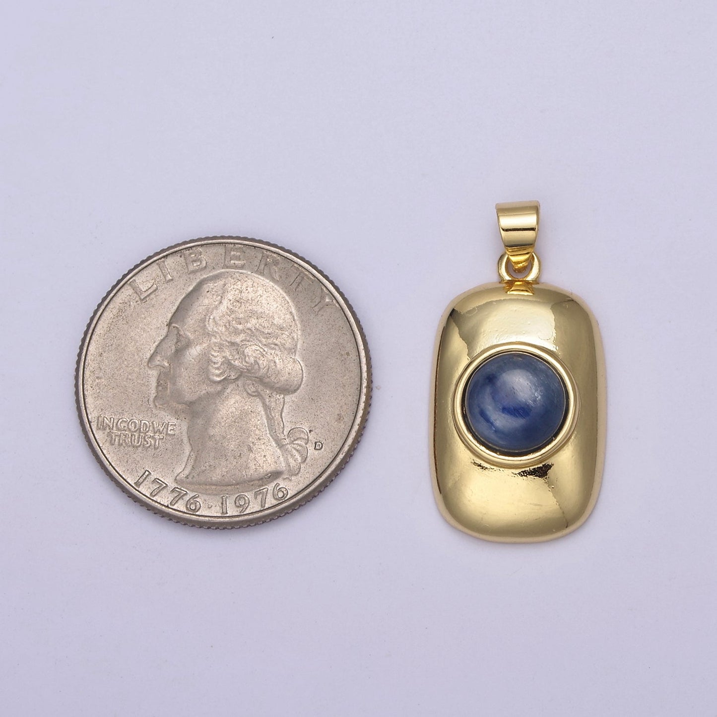Dainty Tag Charm with Blue Tiger Eye Gemstone Beads For Necklace Pendant H-629