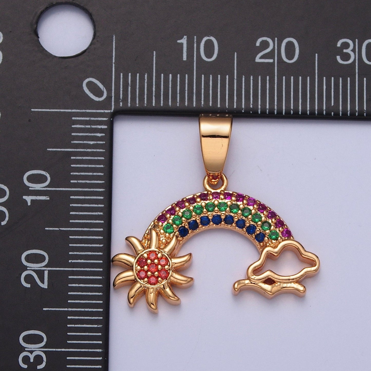 Clear/Rainbow Multicolor Rainbow Cloud Weather & Celestial Sun Pendant For Jewelry Making X-364 X-365
