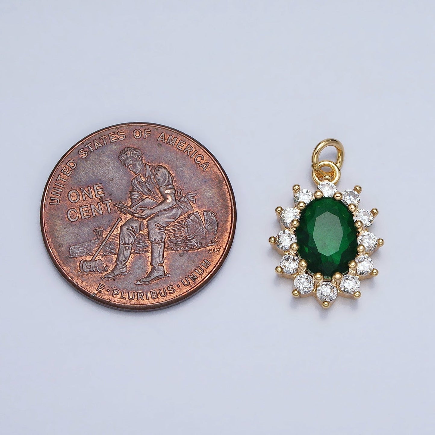 16K Gold Filled Emerald Green Oval Celestial Sun Star Add-On Charm in Gold & Silver | AC962 AC963