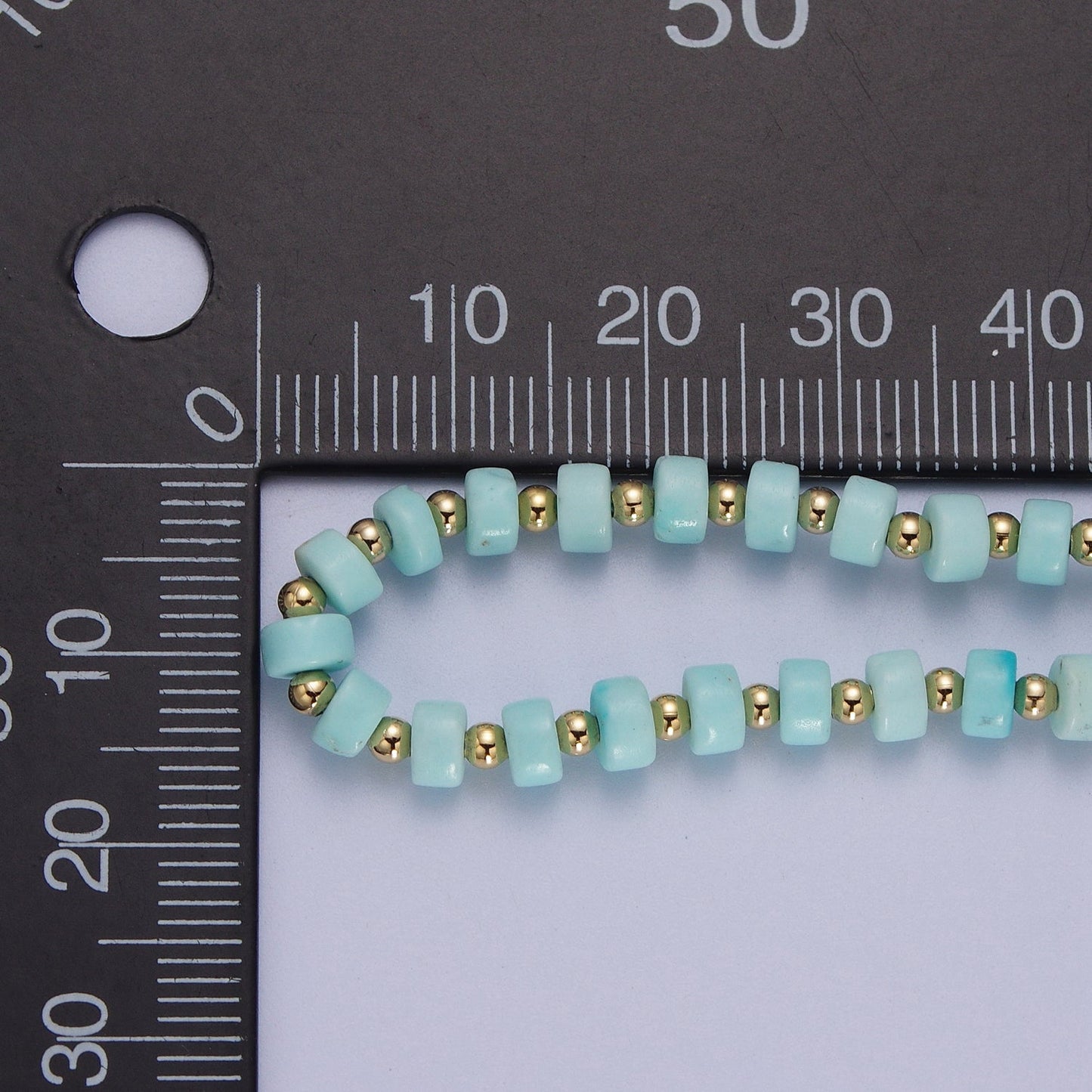 Clearance Pricing BLOWOUT Gold Filled Blue Turquoise Rondelle Heishi Gemstone Gold Spacer Beads 16 Inch Choker Necklace | WA-1435