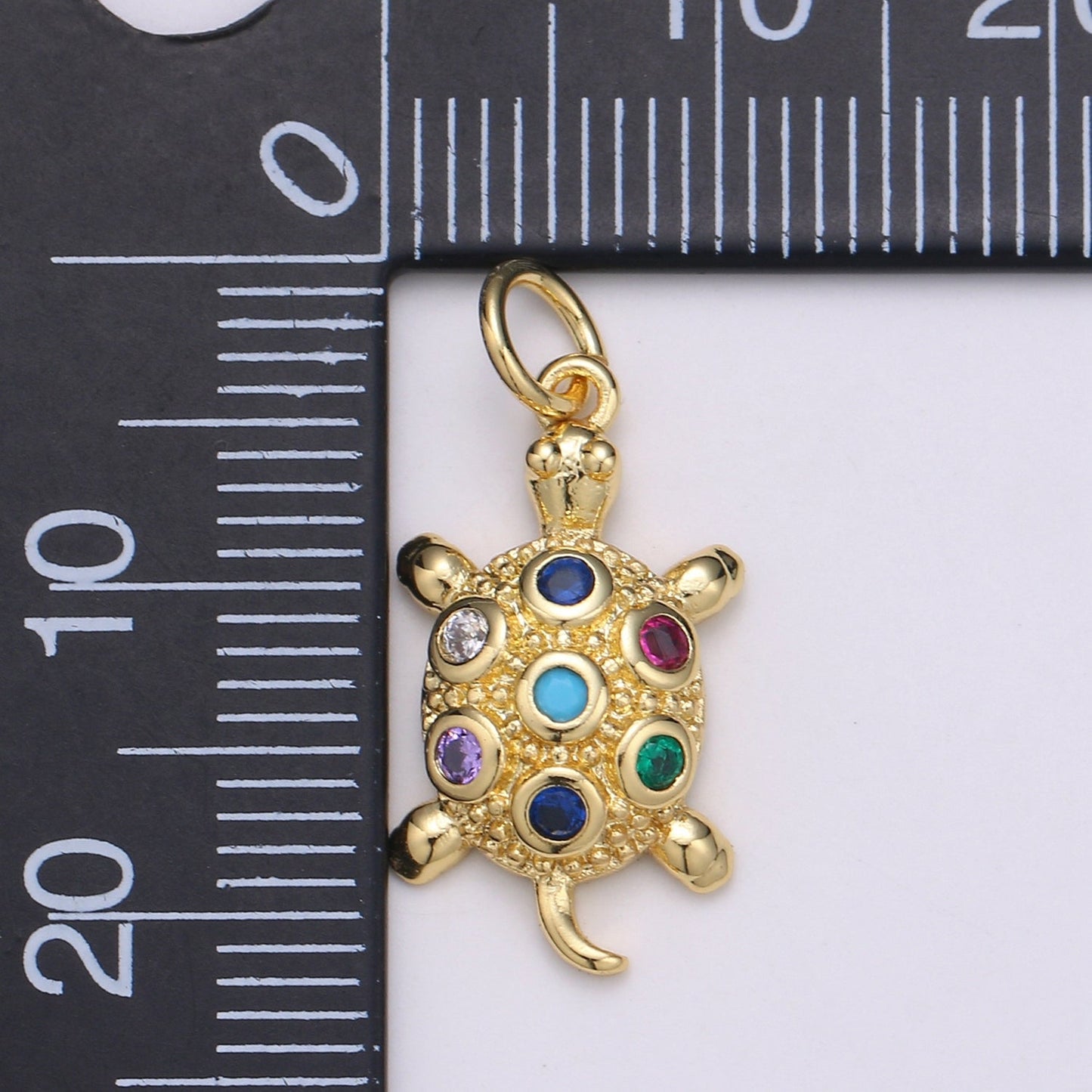 Gold Filled Rainbow Turtle Charm D-802