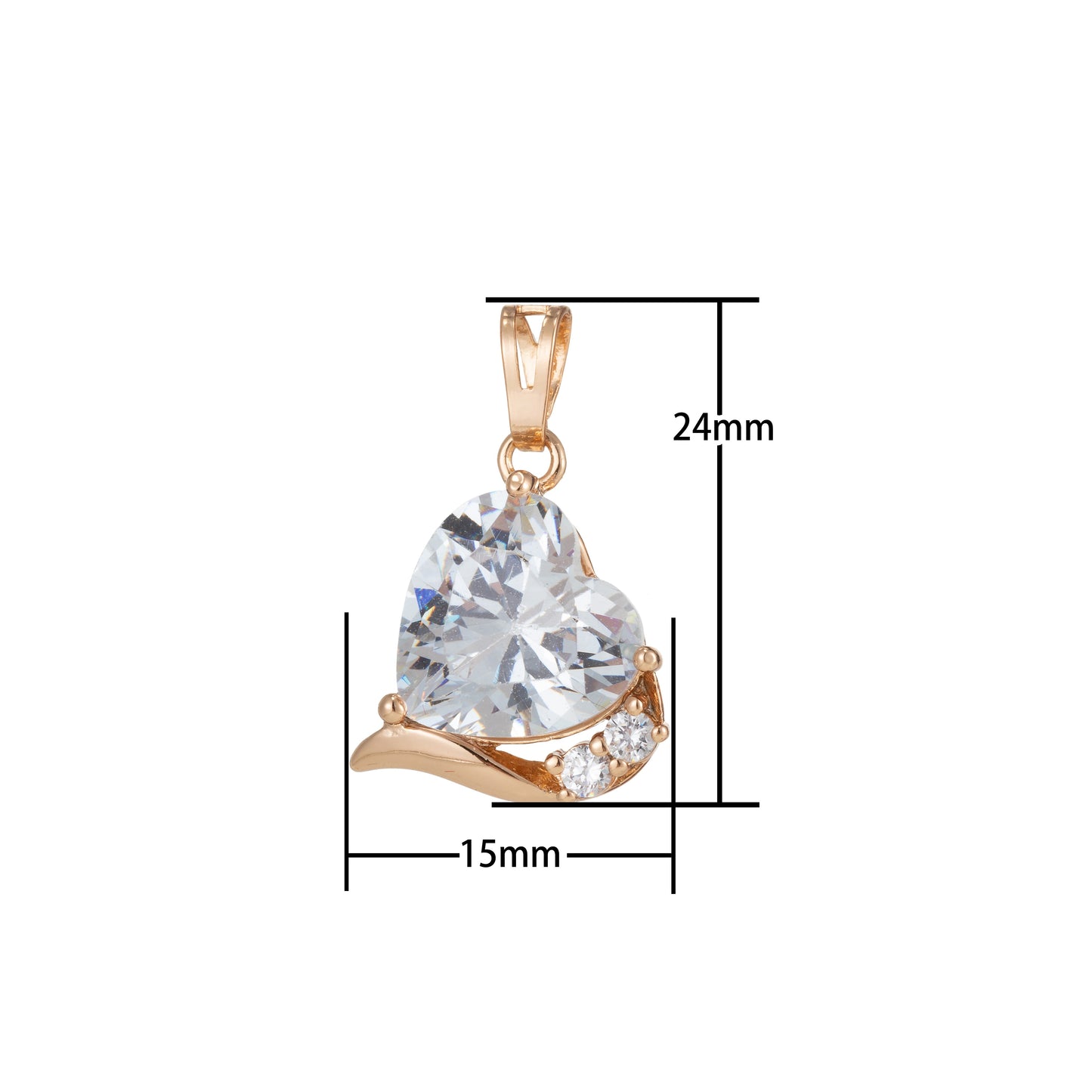 Crystal Gold Filled Heart Pendants I-522