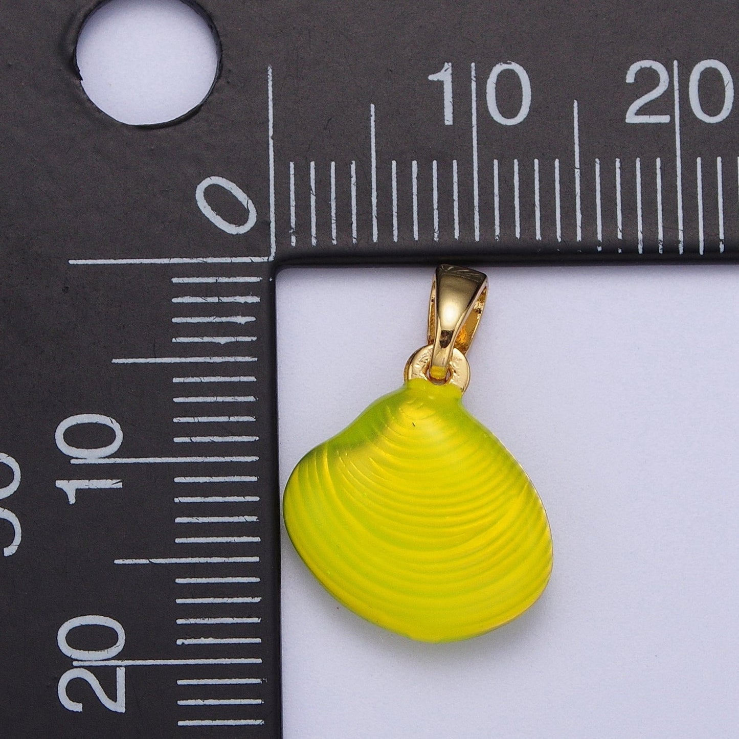Neon Yellow, Blue, Green Colored Enamel Clam Sea Shell Pendant For Summer Beach Jewelry | X-538-X-539