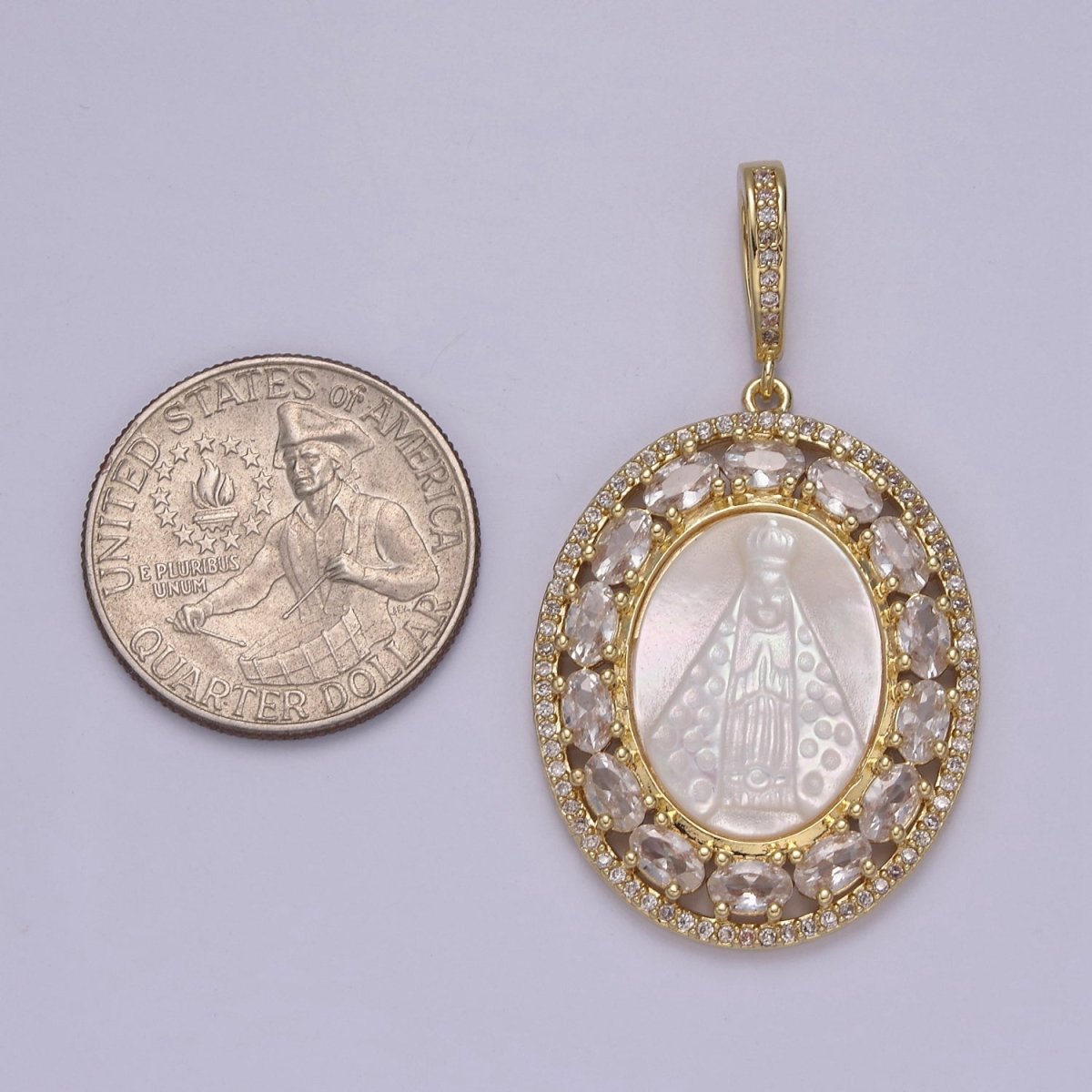 Antique Cameo Virgin Mary And Jesus Gold Pendant, Pearl Mary Pendant Religious Jewelry Making N-563