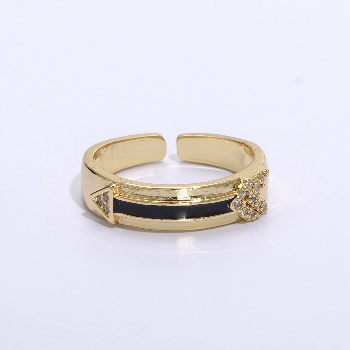 Arrow Band Ring Silver Dainty Ring Gold Direction Ring Colorful Enamel Ring Adjustable Ring Everyday Ring , Clear Pave Ring U-035~U-038