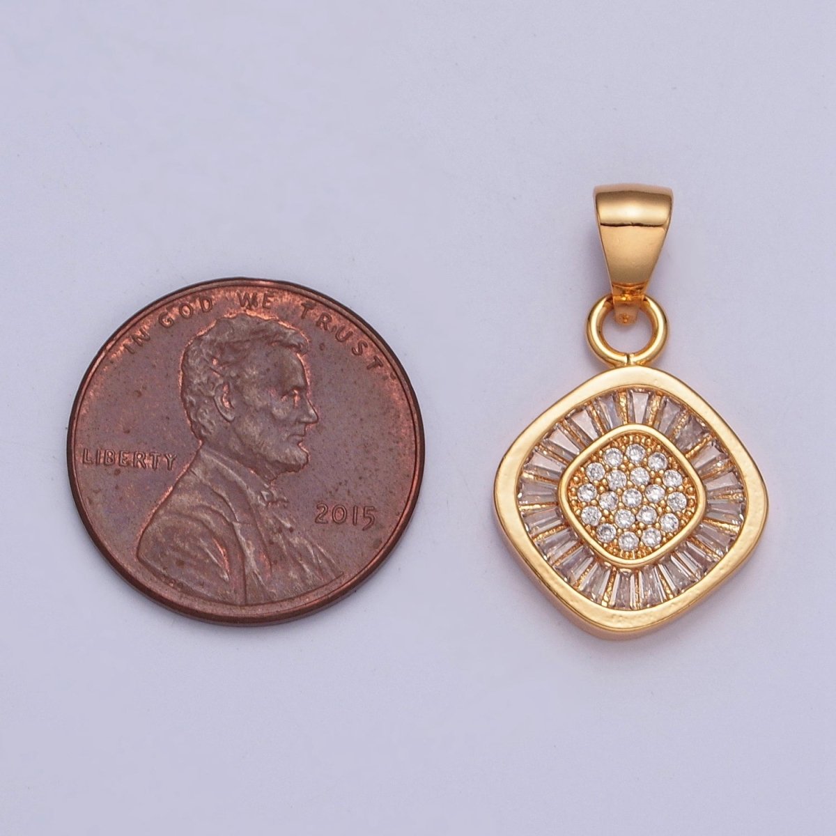 Baguette Cubic Zirconia Rhombus Pendant For Jewelry Making X-368