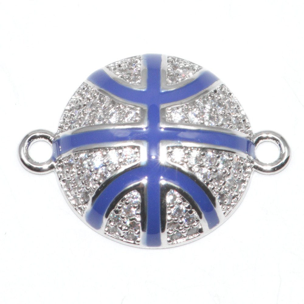 Ball Sports Bracelet Charm Connector Genuine Cubic Zirconia Crystal Paved Design Gold Filled Cooper Material F-294