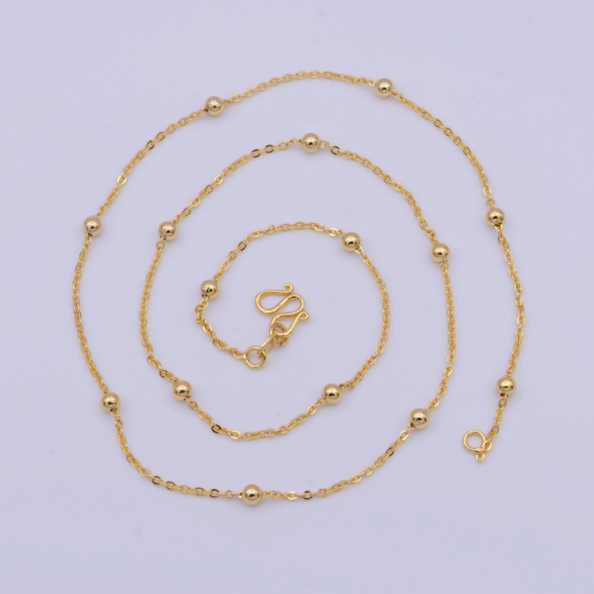 Beaded Chain Gold Satellite Necklace, Dainty Beaded Necklace, Layering Beaded Chain, Delicate Necklace Ready to Wear with W Clasp | WA-1131 Clearance Pricing