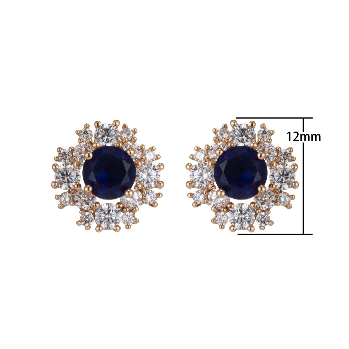 Black Earrings, Black Studs, Black Cubic Zirconia Earrings Wedding Jewelry For Her, Minimalistic Earrings Gold Micro Pave Stud Q-062
