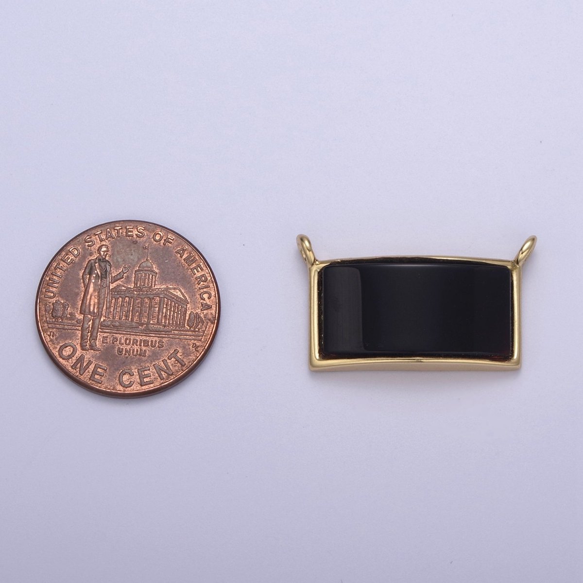Black onyx Charm Connector Classic vintage rectangle crystal protection gemstone stone pendant necklace jewelry for women men F-759