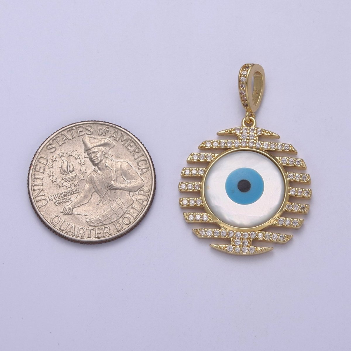 Bold Evil Eye Charm Boho Gold Filled Eye Charms, Evil Eye Medallion Pendant Necklace Good Lucky Amulet Protection Jewelry Supply H-562
