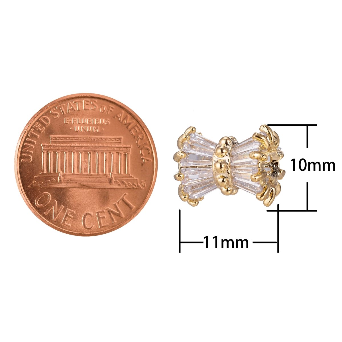 Bow Ribbon Bead Charm, Micro Pave CZ Charm, 18K Gold Filled Pendant Crystal Diamond Bracelet Necklace Charm for Jewelry Making, C-375