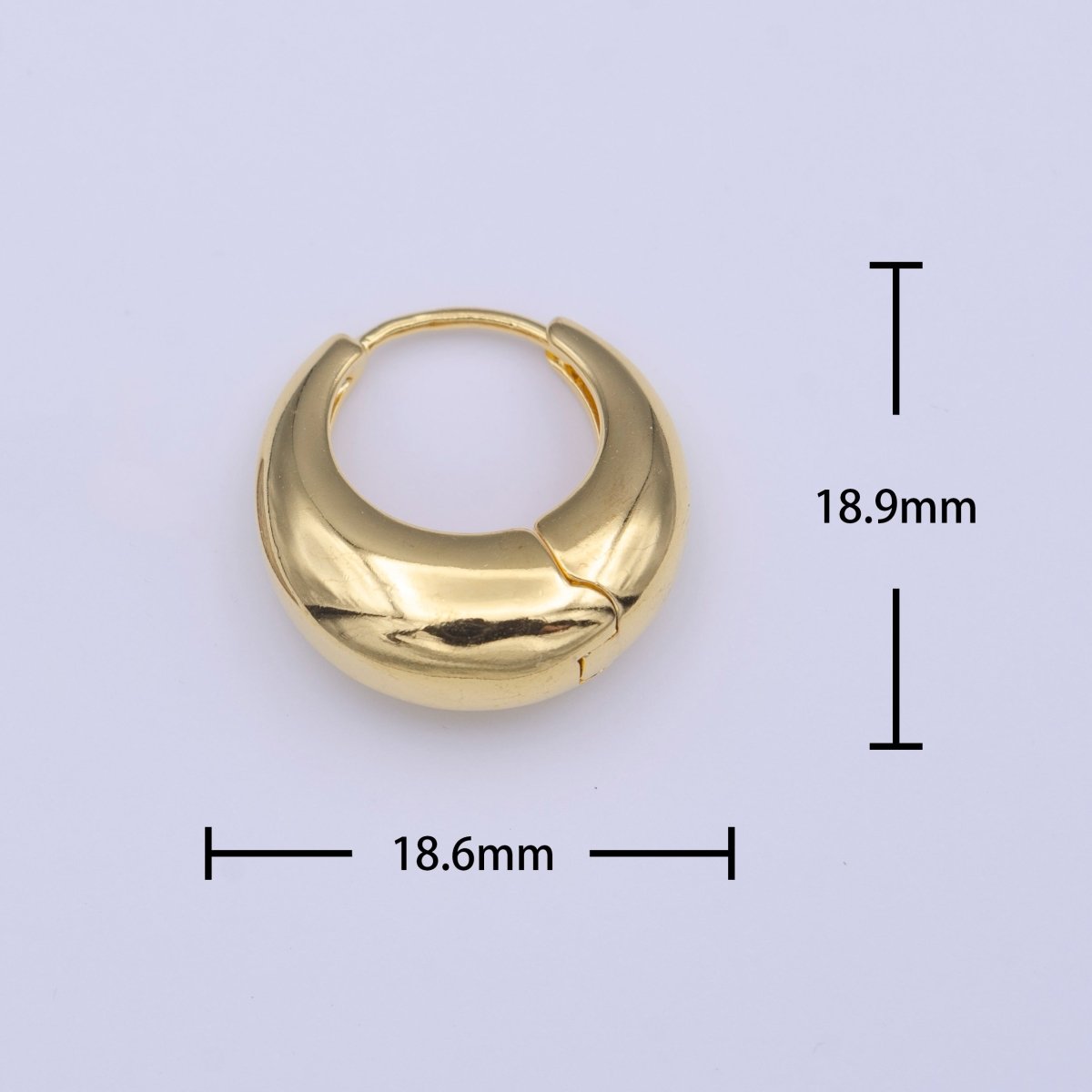 Chubby 19mm Dome Minimalist Gold Huggie Hoop Earrings | AD-210