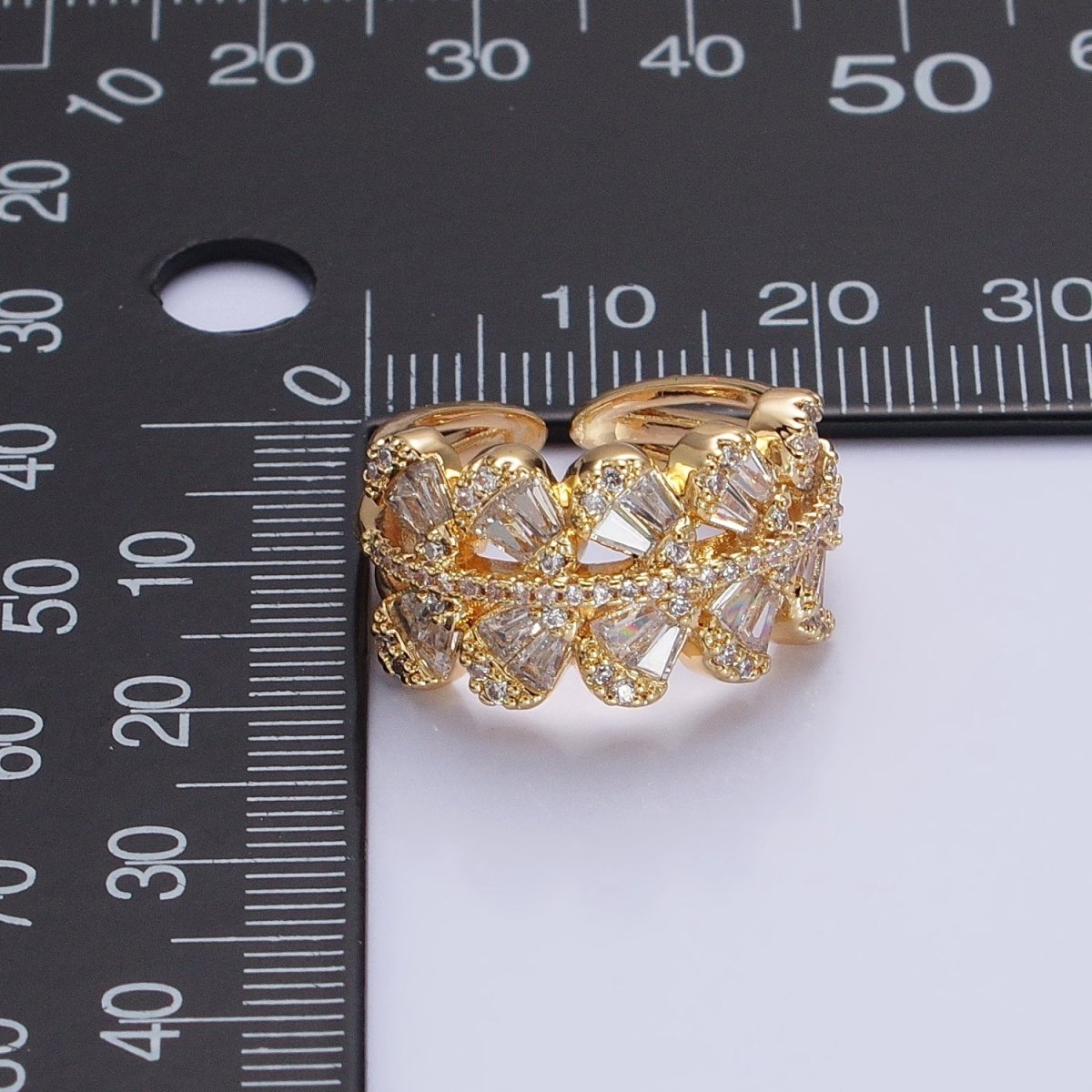 Chunky Baguette CZ Leaf Ring in Gold Filled for Stackable Jewelry Ring O-1551