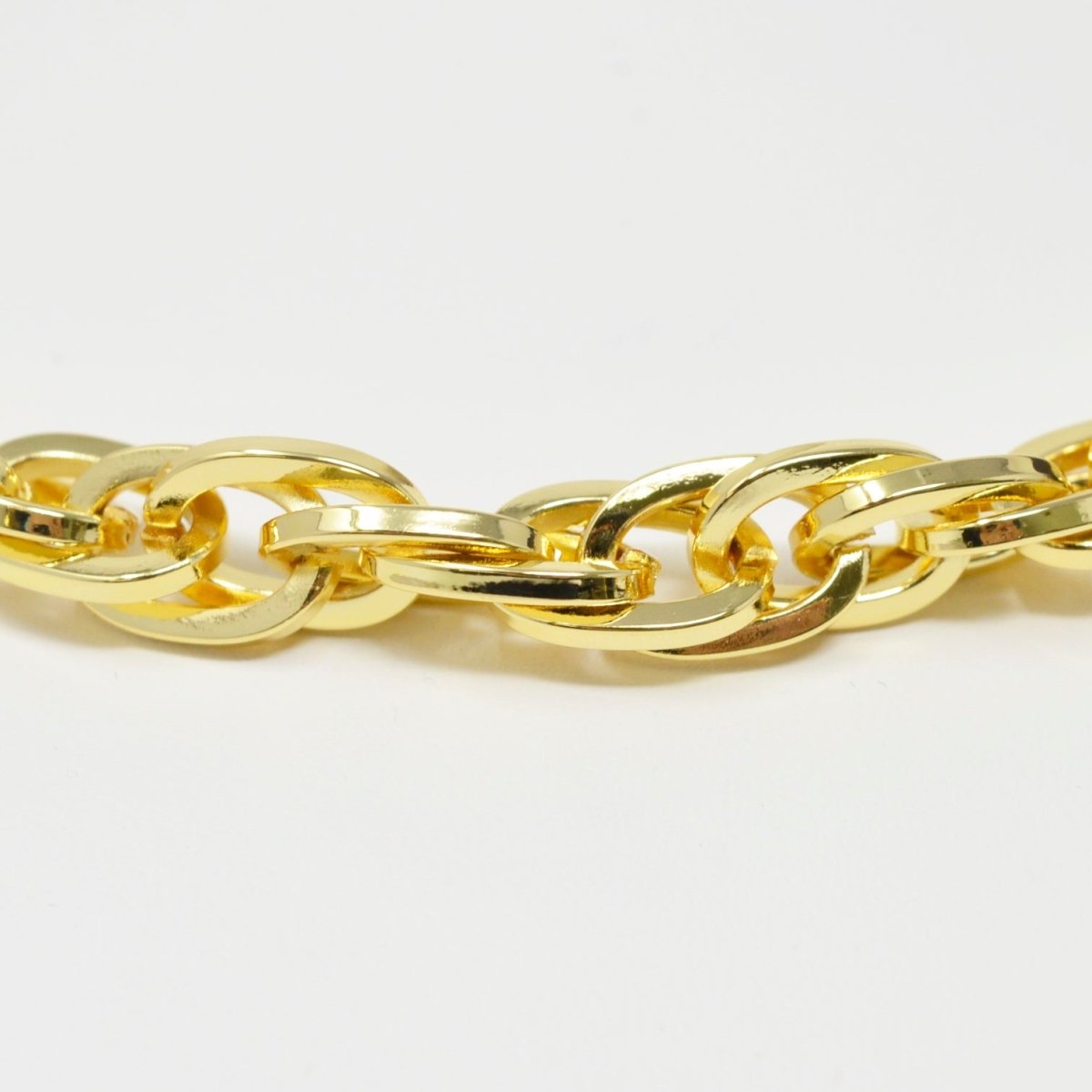 Chunky Bold Cable Chain 24K Gold Plated by Yard Statement Oval Link Chain, Yellow Gold Thick Rope for Handmade Jewelry | ROLL-453 Clearance Pricing