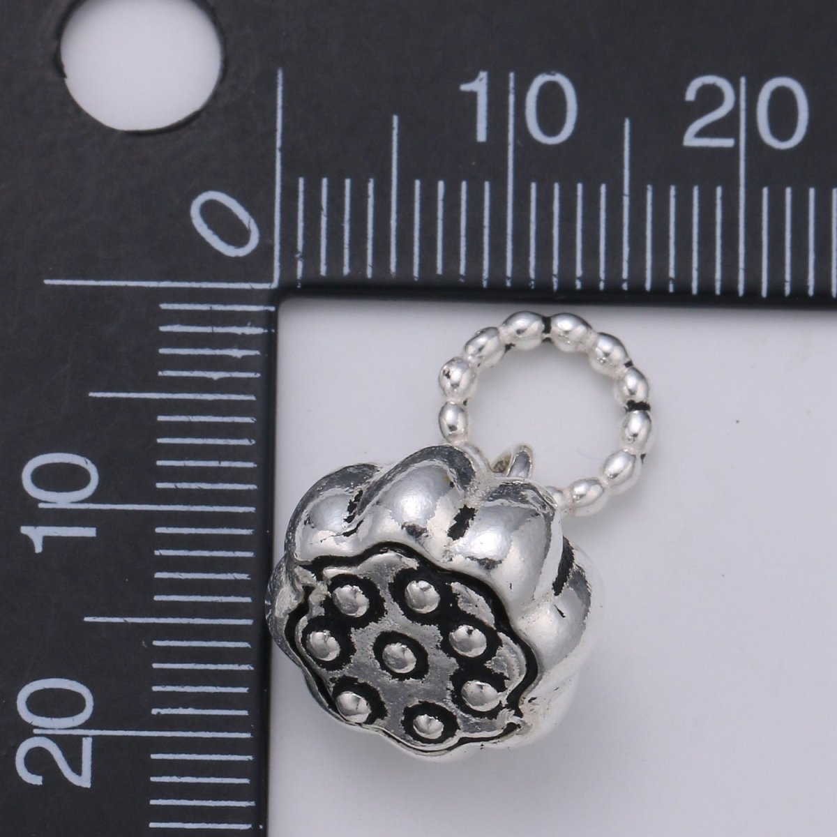 Chunky Charm 925 Sterling Silver Short Flower Charm, Floral Charm Silver Flower Charm for Necklace Bracelet Earring, Flower Bell Charm SL-198