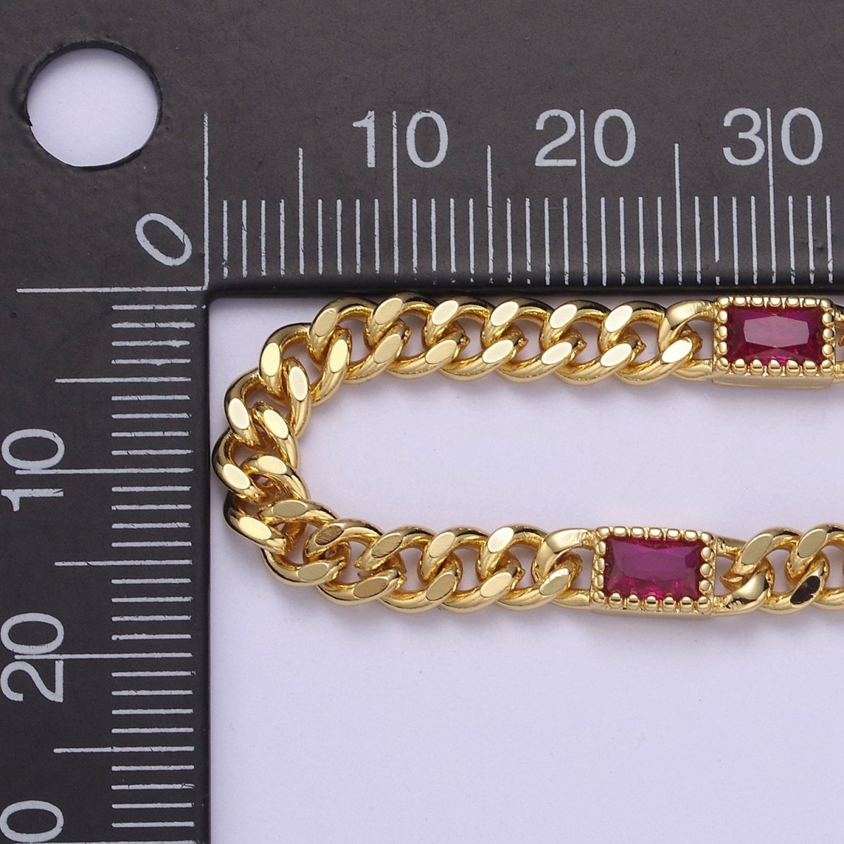 Chunky curb chain with Clear CZ Stone for Necklace Bracelet Statement Jewelry | WA-1405 Clearance Pricing