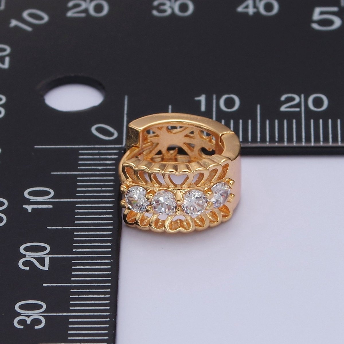 Chunky Huggie Earring 24K Gold Filled Cz Small Hoop T-393