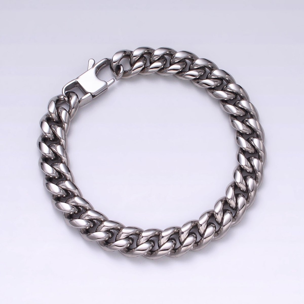 Chunky Stainless Steel Miami Cuban Curb Chain Bracelet 10mm 12mm 14mm Silver Chain Men Bracelet | WA-1648 WA-1649 Clearance Pricing