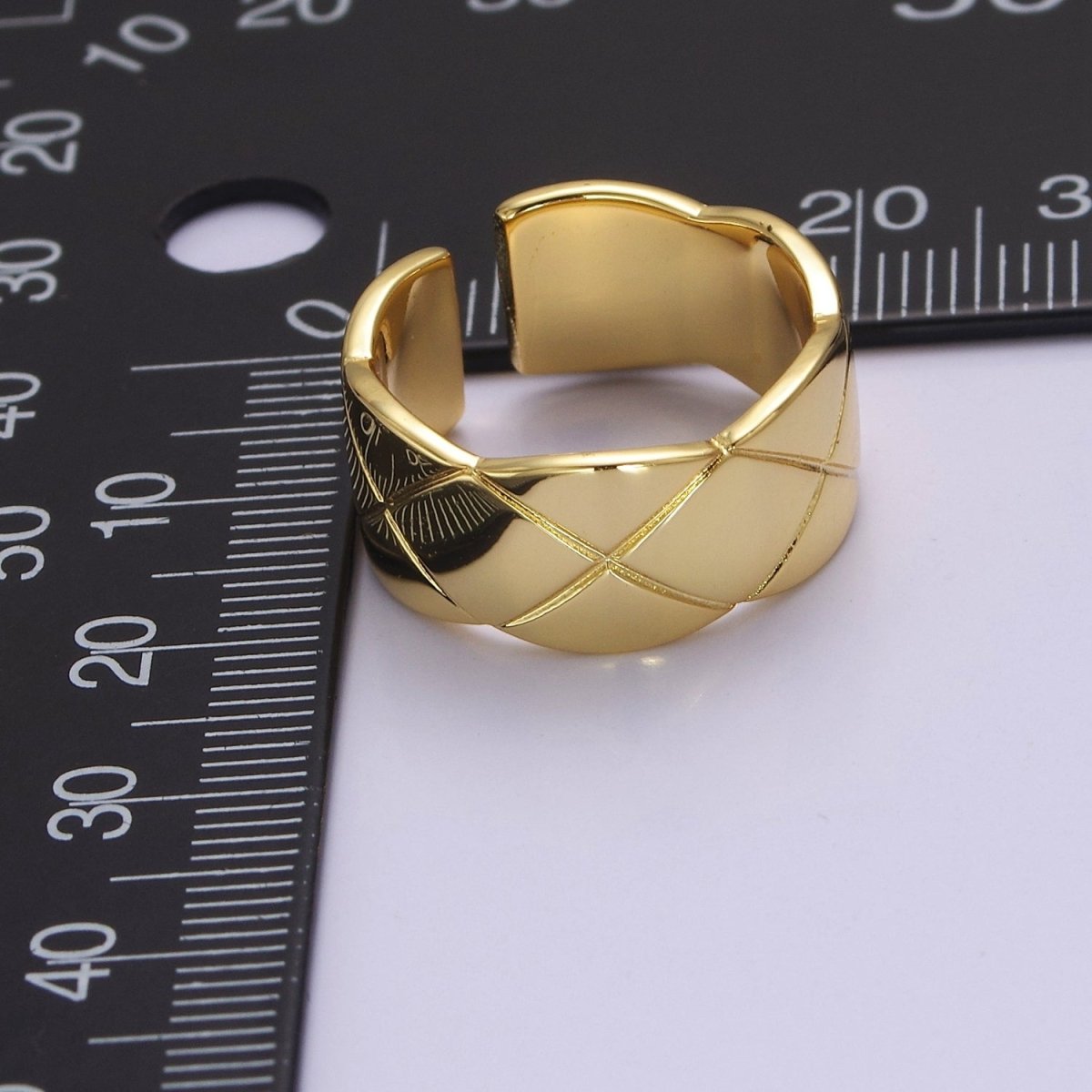 Chunky Wide Band-Thick Checkered Statement Ring-Chic Croissant Ring Bread Large Ring O-2042