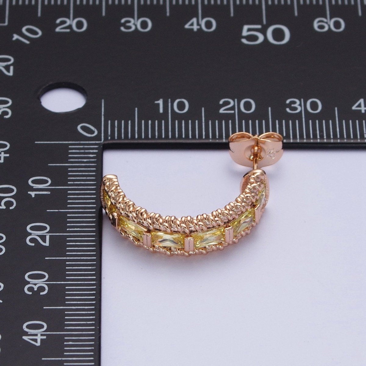 Chunky Yellow CZ Stud Earring for Statement Jewelry C Hoop AE-1013
