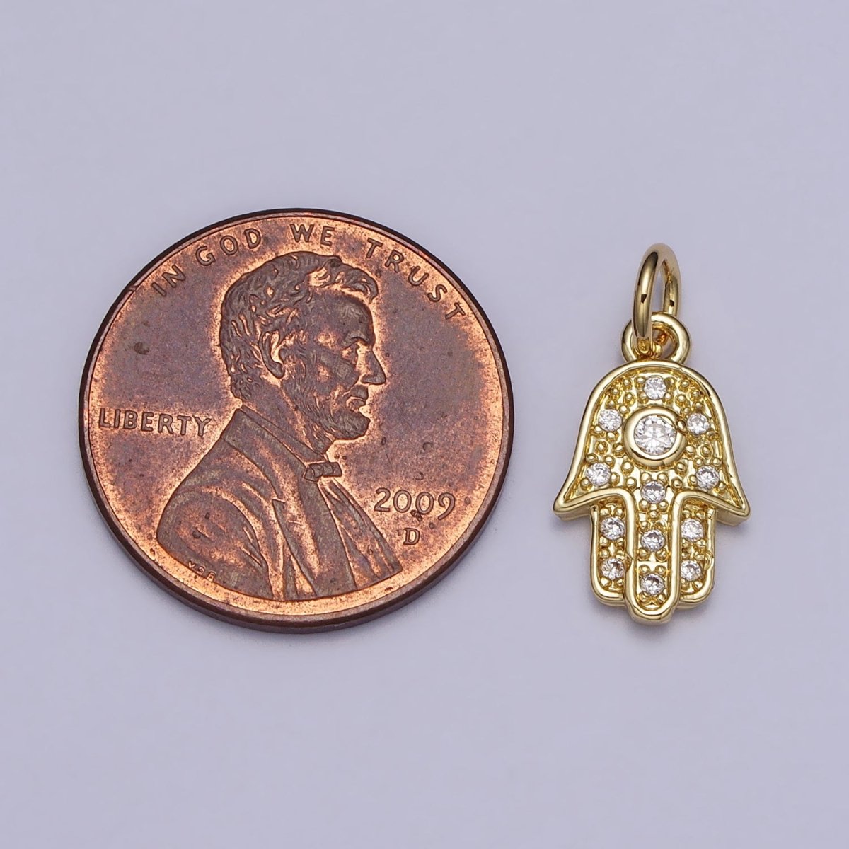 Clear CZ Hamsa Hand Gold Add-On Charm | AC201