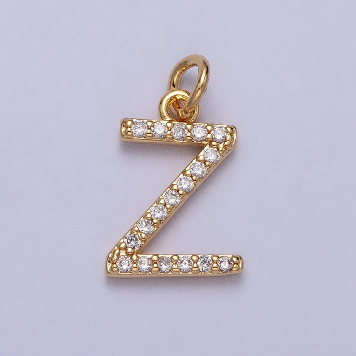 Clear Micro Paved CZ Initial Alphabet Letter Gold Personalized Charm | A-520-A-532