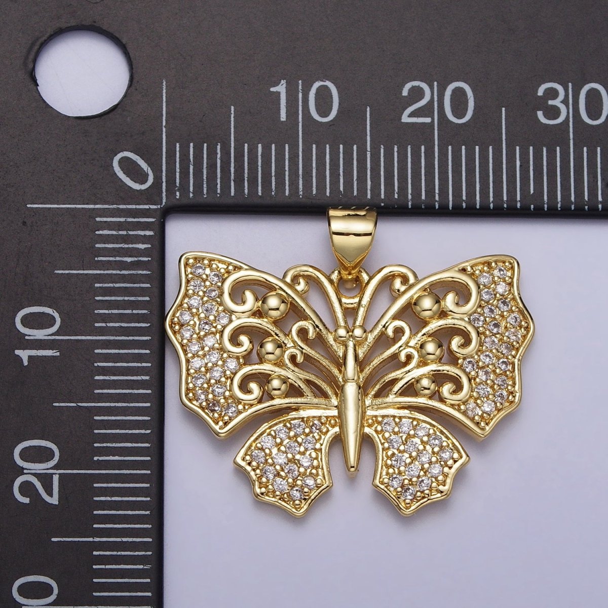 Clear Micro Paved CZ Monarch Butterfly Garden Insect Pendant | AA088