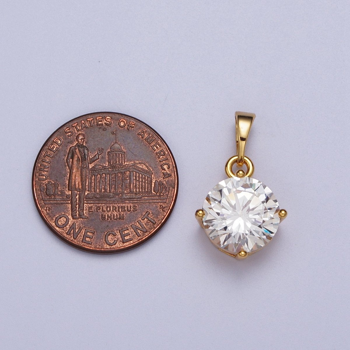 Clear Round Cubic Zirconia CZ Solitaire Pendant | AA018