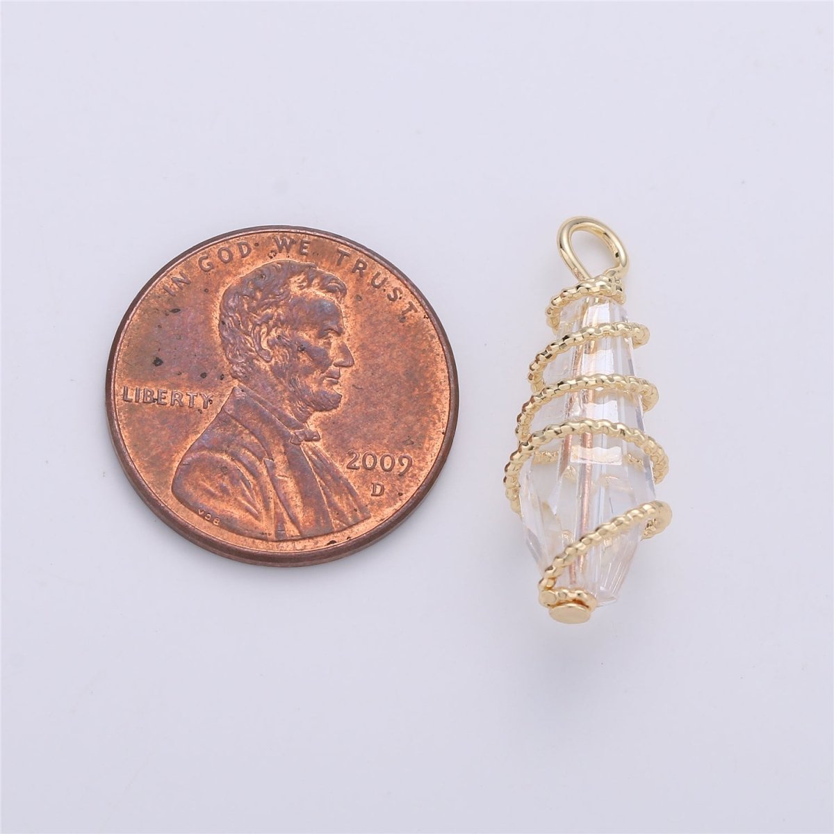 Clearance! Gold Hand Wired Cubic Zirconia Crystal for DIY Necklace E-497