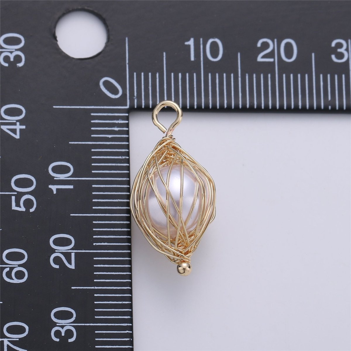 Clearance! Gold Hand Wired Faux Pearl Pendant for DIY Necklace E-496