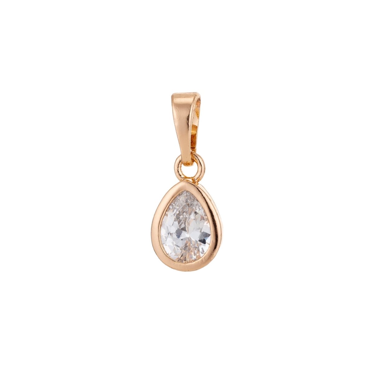 Clearance! Rose Gold Simple Teardrop Cubic Zirconia Crystal Pendant for DIY Necklace H-824