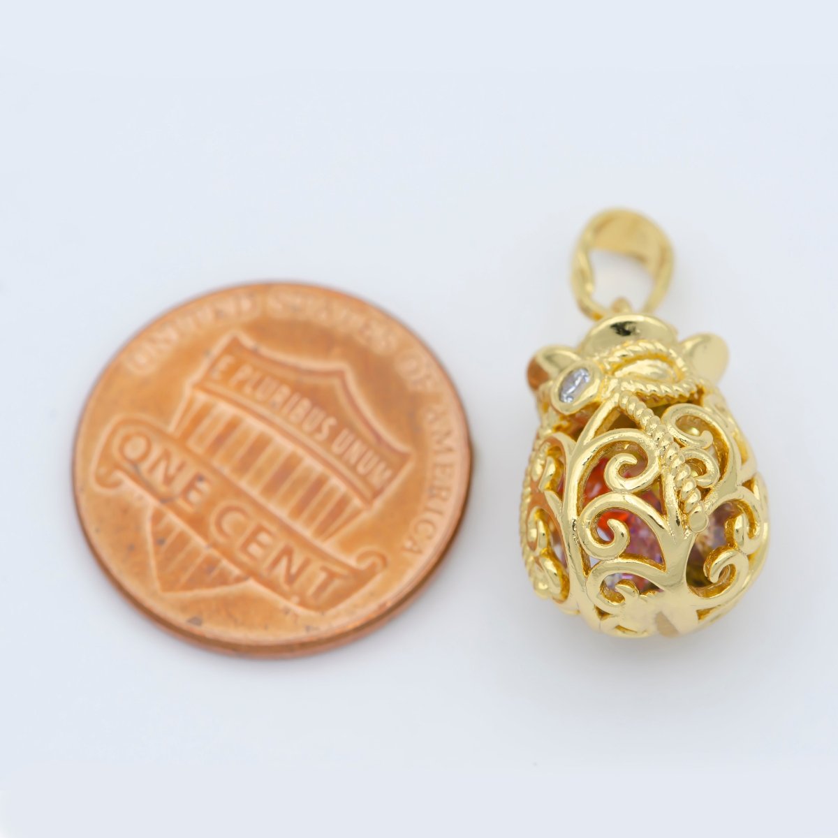 Colorful Crystal Gemstone Charm Cage, Dainty Pendant for Minimalist jewelry Supply I-035